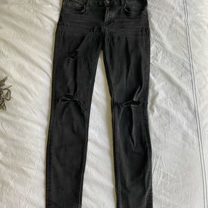MASSIMO DUTTI Skinny High Waisted Ripped Jeans